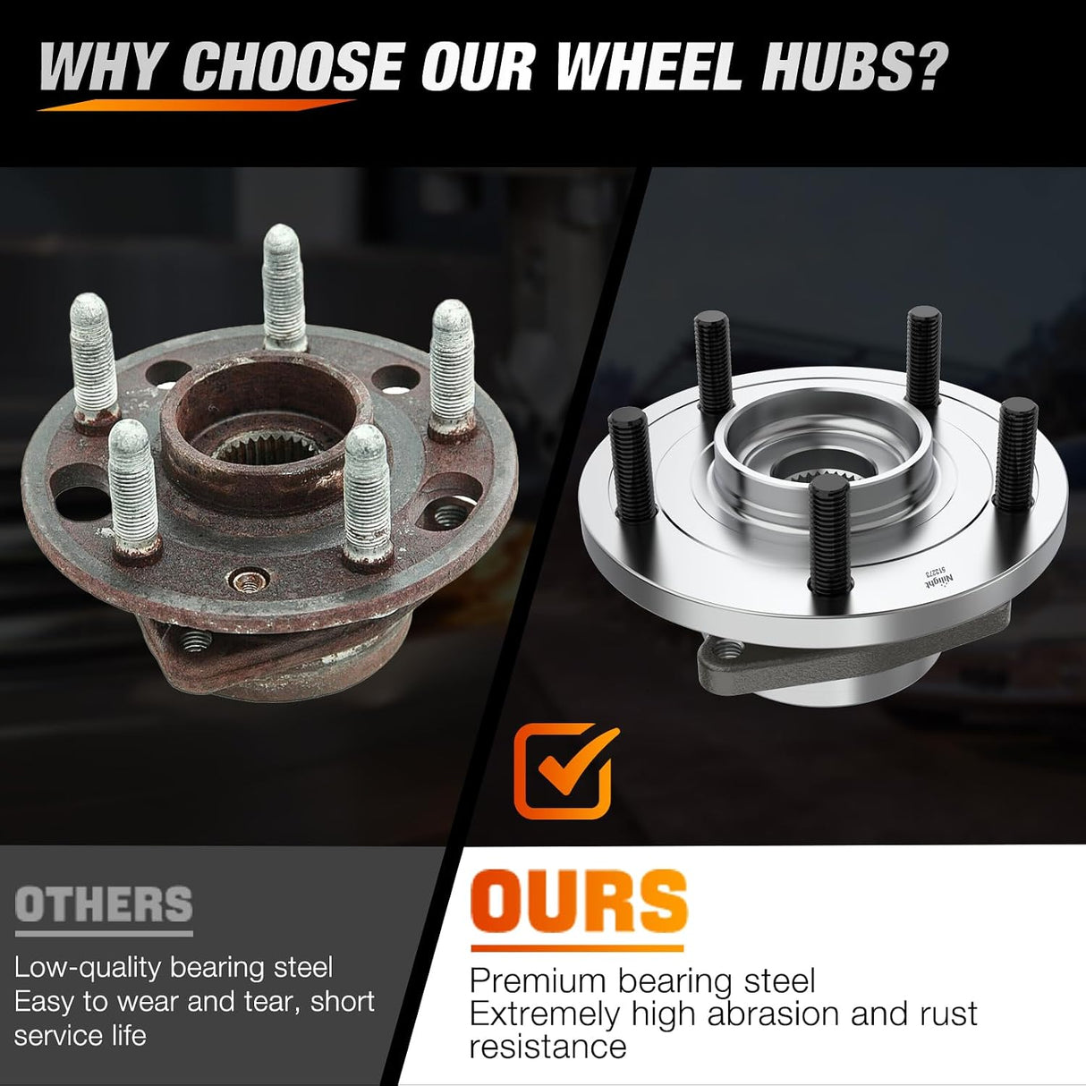 Front Wheel Bearing Hubs for Dodge Grand Caravan 2008-2016 W/ABS | For 2008-2016 Chrysler Town & Country, 2009-2014 VW Routan, Direct Replacement-2Pack