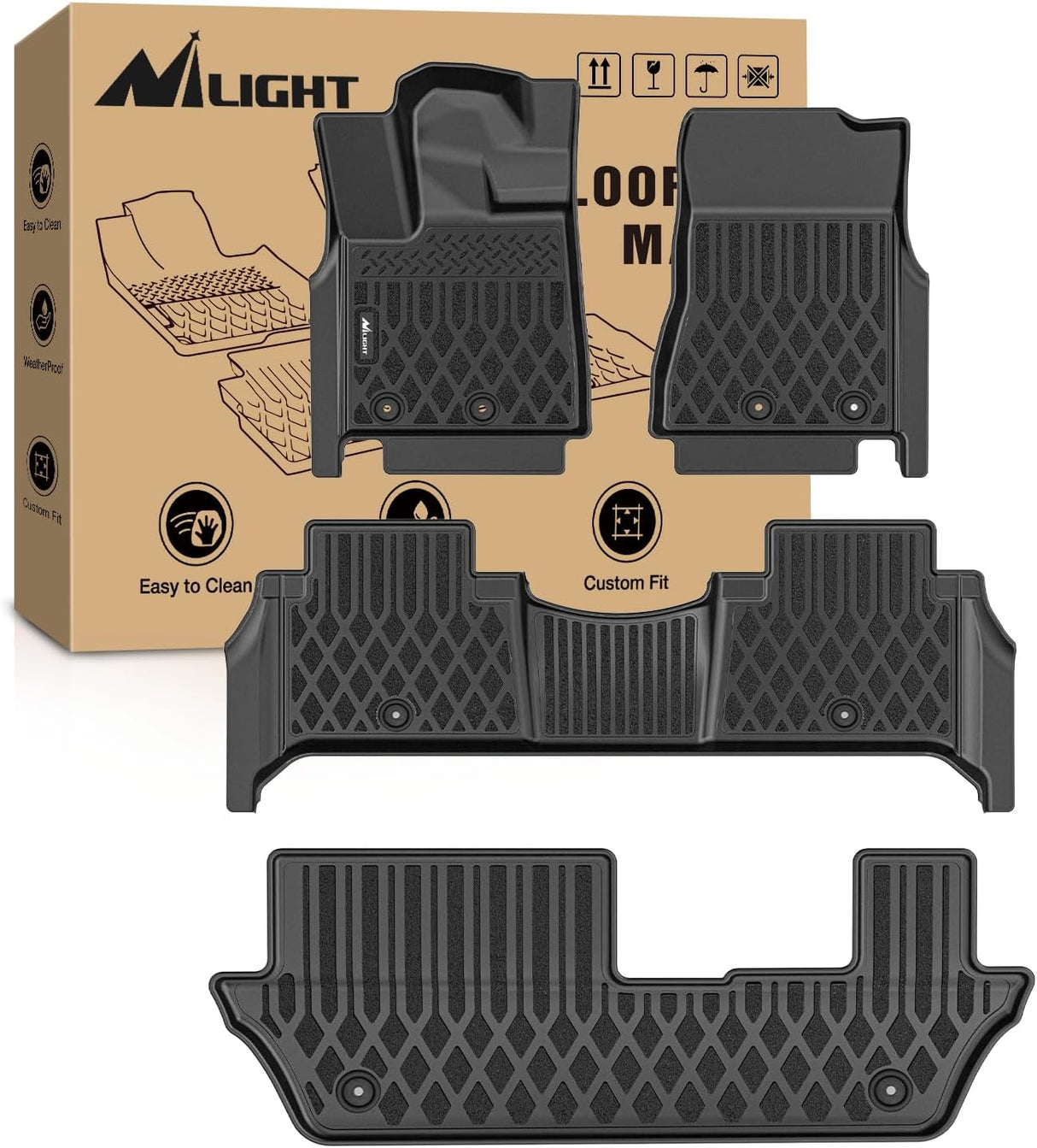TPE Floor Mats for Nissan Armada Infiniti QX80 7seats 2025 2026 All Weather Custom Fit Heavy Duty Floor Liners