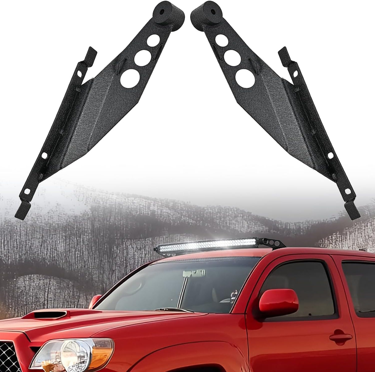 50 inch Straight LED Light Bar Bracket Mounting Upper Windshield Roof Cab Brackets Compatible with Toyota Tacoma 2005-2024