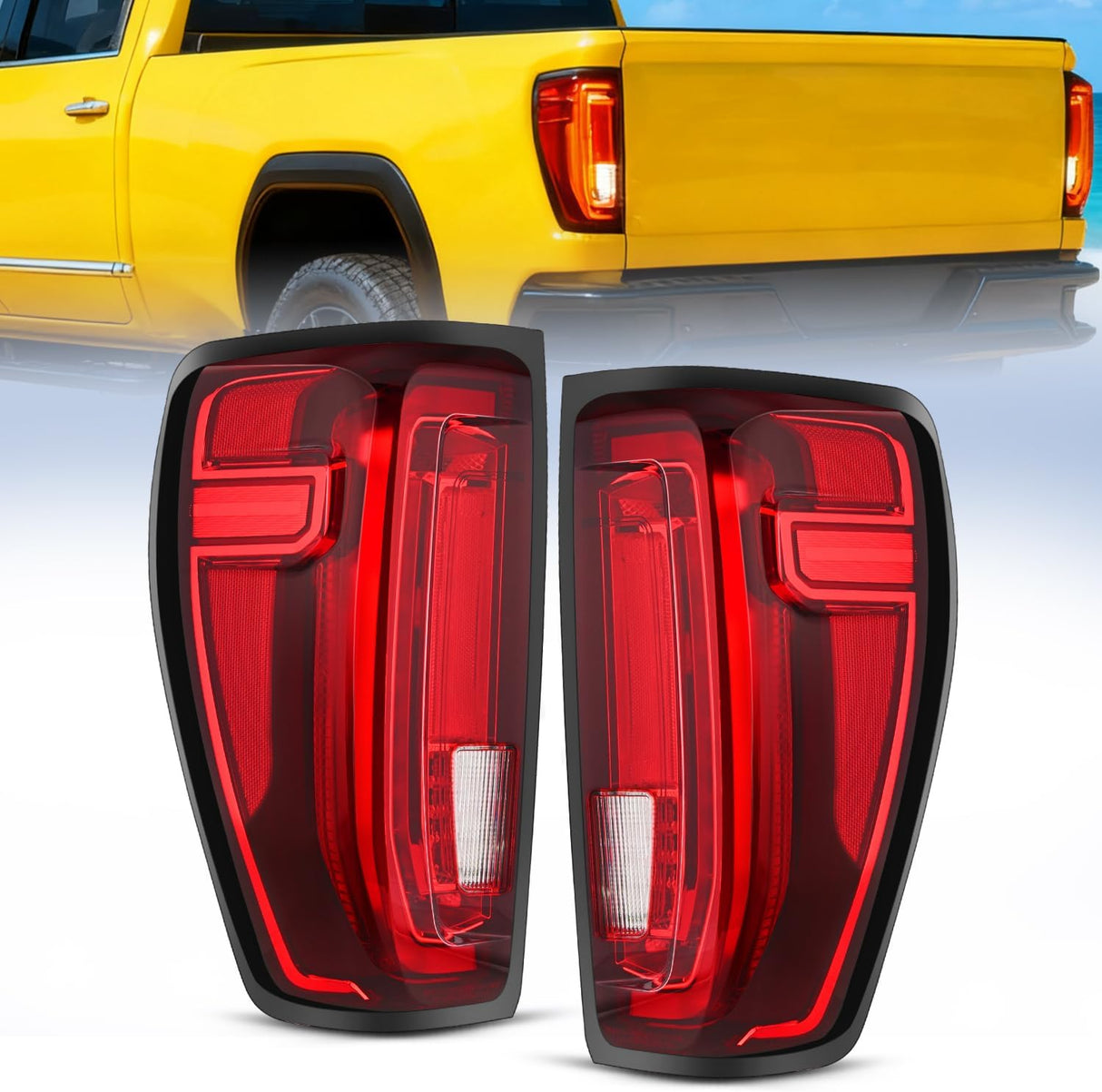 Taillight Assembly Compatible with GMC 2019 2020 2021 2022 2023 2024 Sierra 1500 LED Type Tail Lights 2020-2024 Sierra 2500HD 3500HD Rear Lamp Replacement Driver and Passenger Side