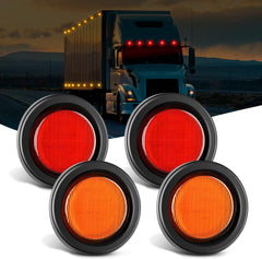 2.5 Inch Amber Red 13 Leds Round Marker Clearance Light (4 Pcs)