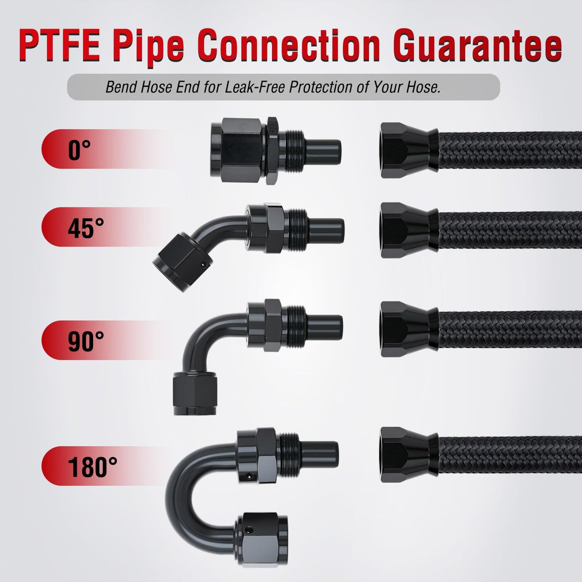 10AN 20FT PTFE Fuel Hose Kit with AN10 Fittings & Hose Separators | Fit E85 Nylon Stainless Steel Braided Fuel Hose with 12PCS Fittings Universal for Automotive Racing Engines