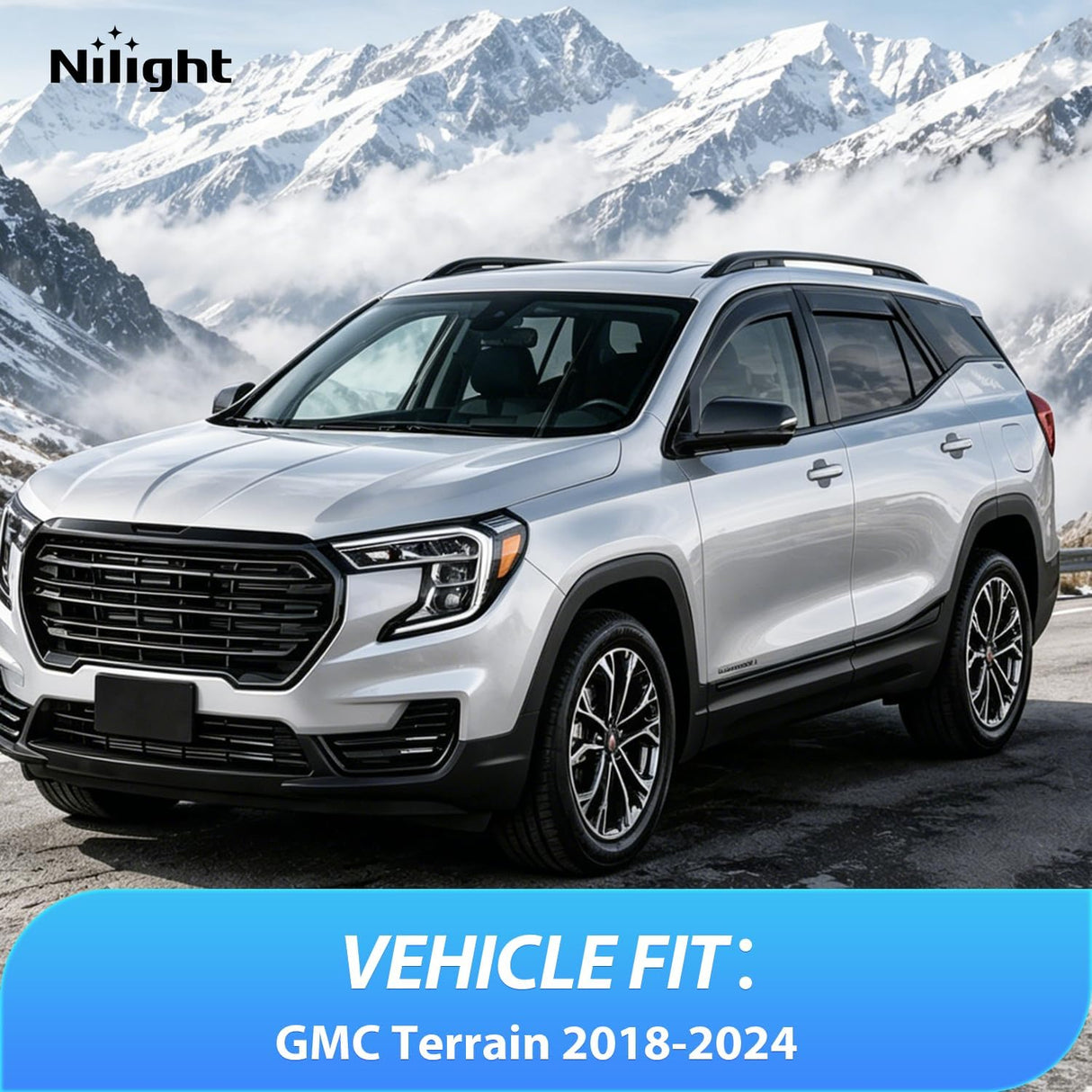 in-Channel Rain Guards for GMC Terrain 2018-2024, 4PCS | Window Deflectors Window Visors for Fresh Air Circulation, GMC Terrain 2018 2019 2020 2021 2022 2023 2024, Smoke Tinted