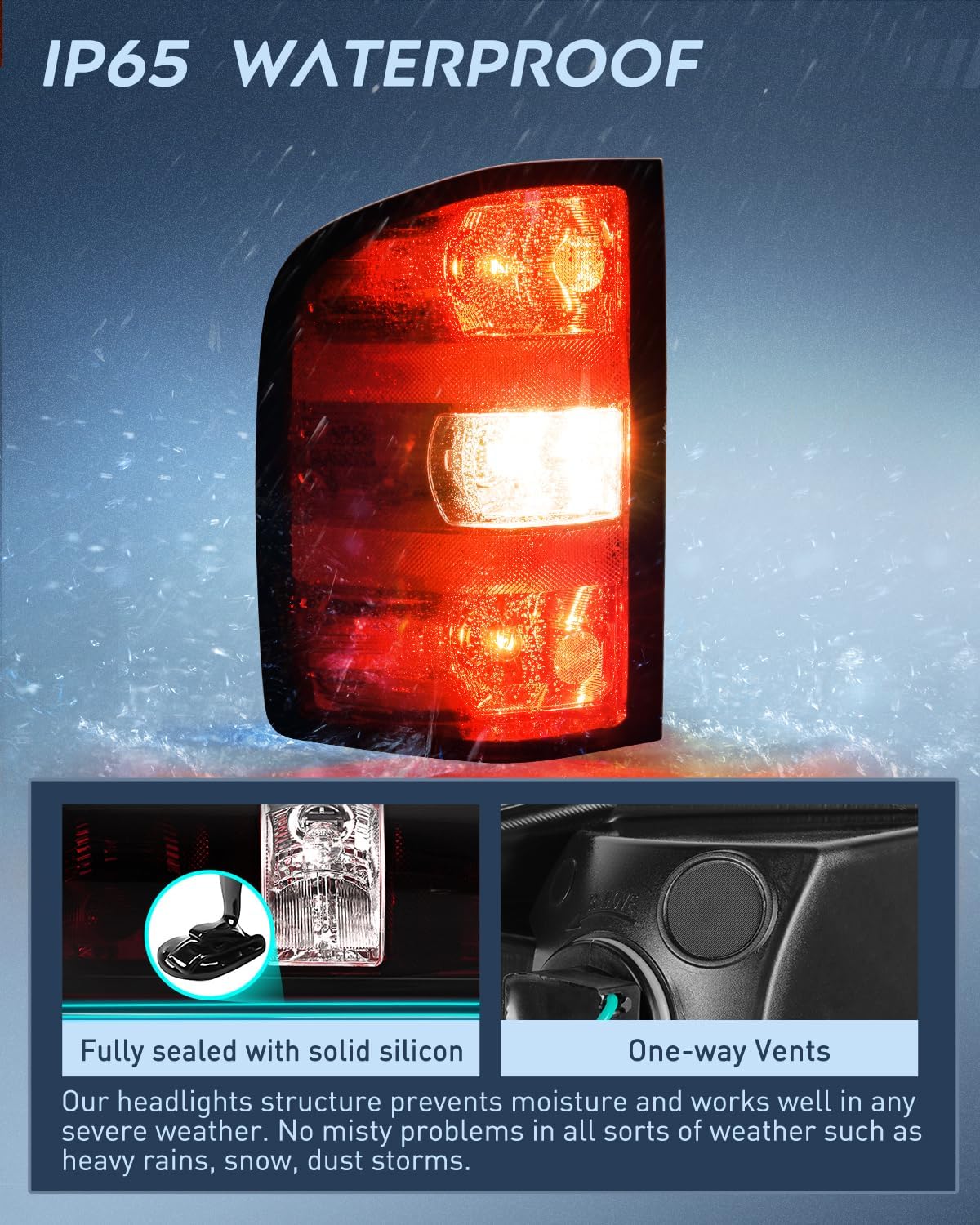 Taillight Assembly Compatible with 2007 2008 2009 2010 2011 2012 2013 2013 2014 Chevy Silverado 1500 2500HD 3500HD 07-13 GMC Sierra 3500HD Rear Lamp Tail Light Replacement Dark Red Driver Side