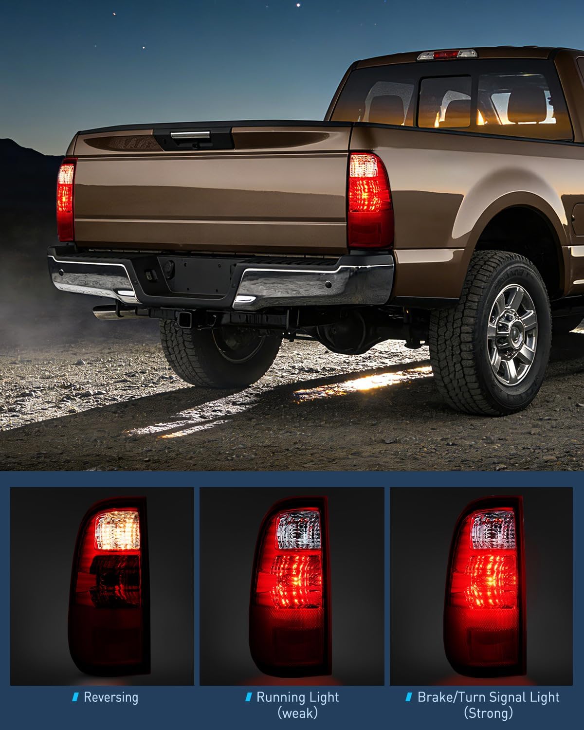 Taillight Assembly Compatible with 2008 2009 2010 2011 2012 2013 2014 2015 2016 Ford F250 F350 F450 Super Duty Rear Tail Light Lamp Replacement OE Style Driver and Passenger Side Dark Red