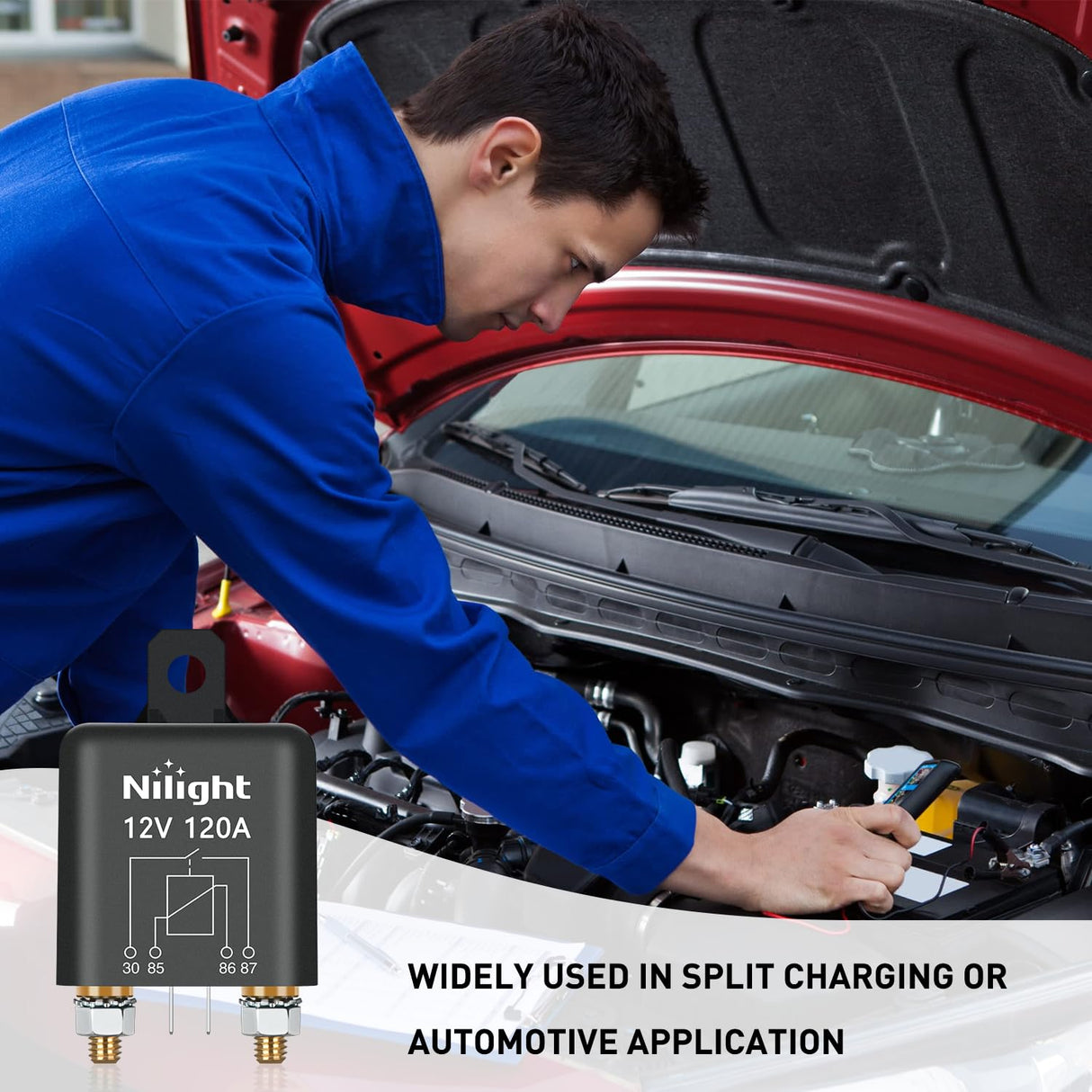 120A Starter Relay 4 Pin Split Relays Switch 12V Continuous Heavy Duty SPST High Current 4 Terminal Car Starter On Off Control for Automotive Car Truck RV Camper