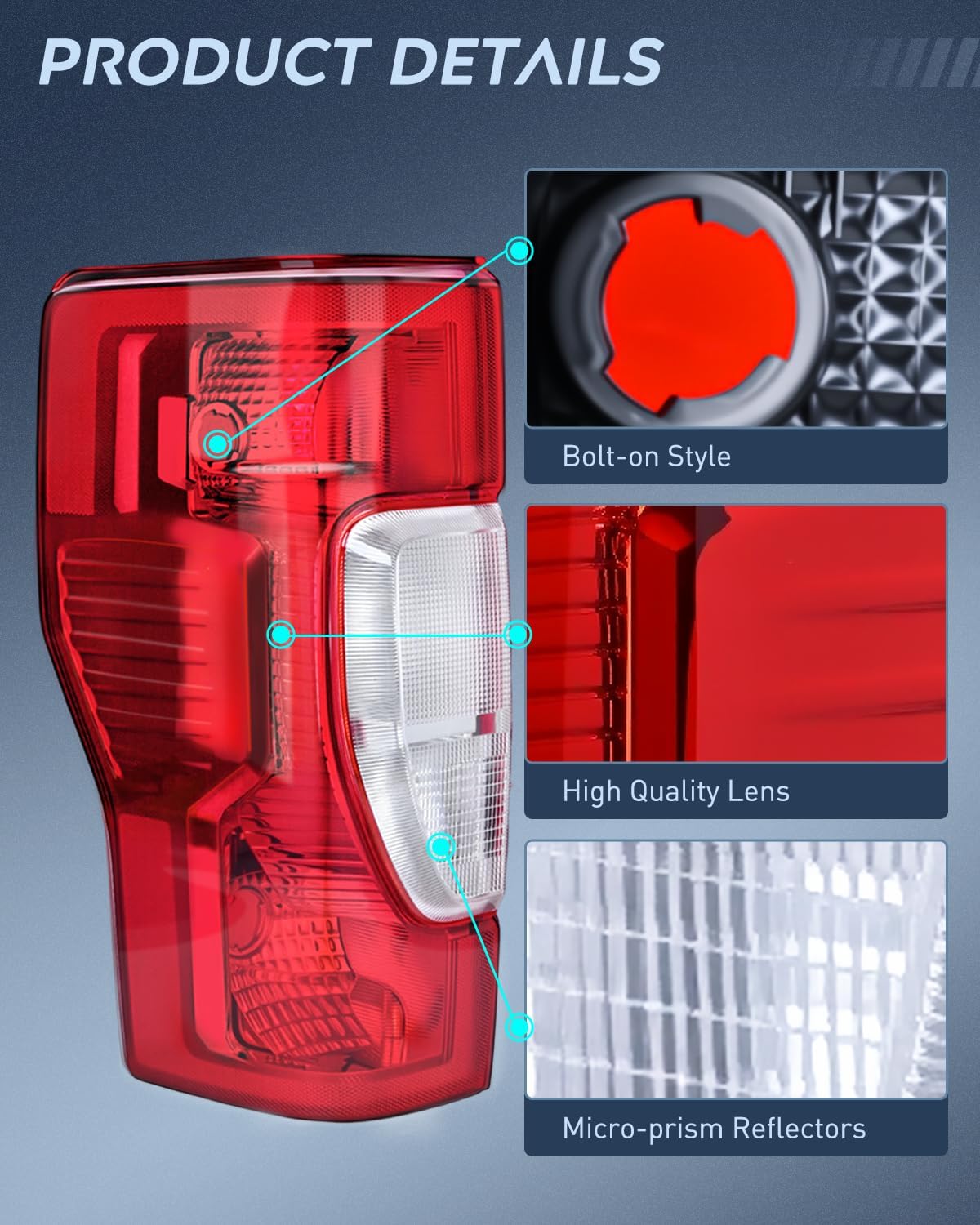 Taillight Assembly Compatible with 2020 2021 2022 Ford F250 F350 Super Duty Non-Blind Spot Halogen Type Rear Tail Light Driver Side