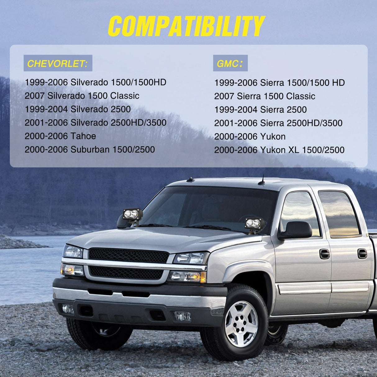 Ditch Light Hood Hinges Mounts For 1999-2006 Chevrolet Silverado Tahoe Suburban GMC Sierra Yukon Nilight