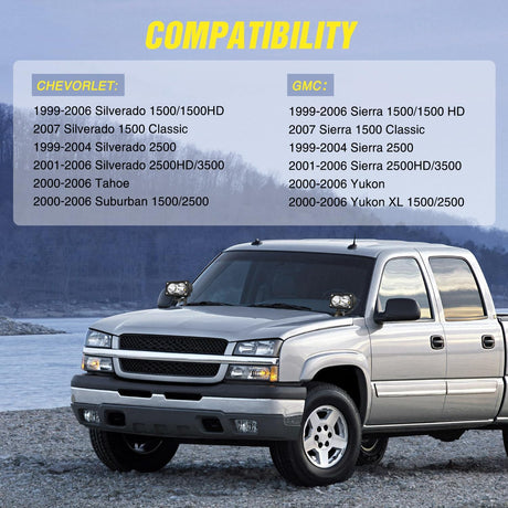 Ditch Light Hood Hinges Mounts For 1999-2006 Chevrolet Silverado Tahoe Suburban GMC Sierra Yukon Nilight