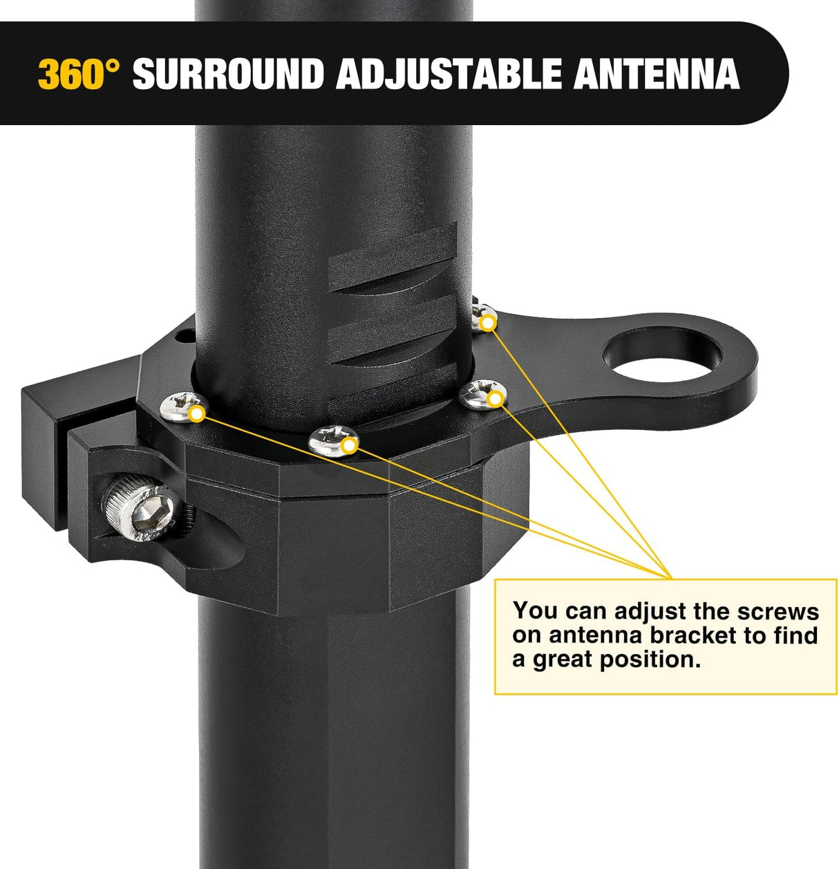Tailgate Flagpole w/ CB Antenna Mount for Ford Bronco 2021 2022 2023 2024 2025 Heavy Duty Rear Door Flag Holder Bracket for Off-Road Camping, No Drill Installation