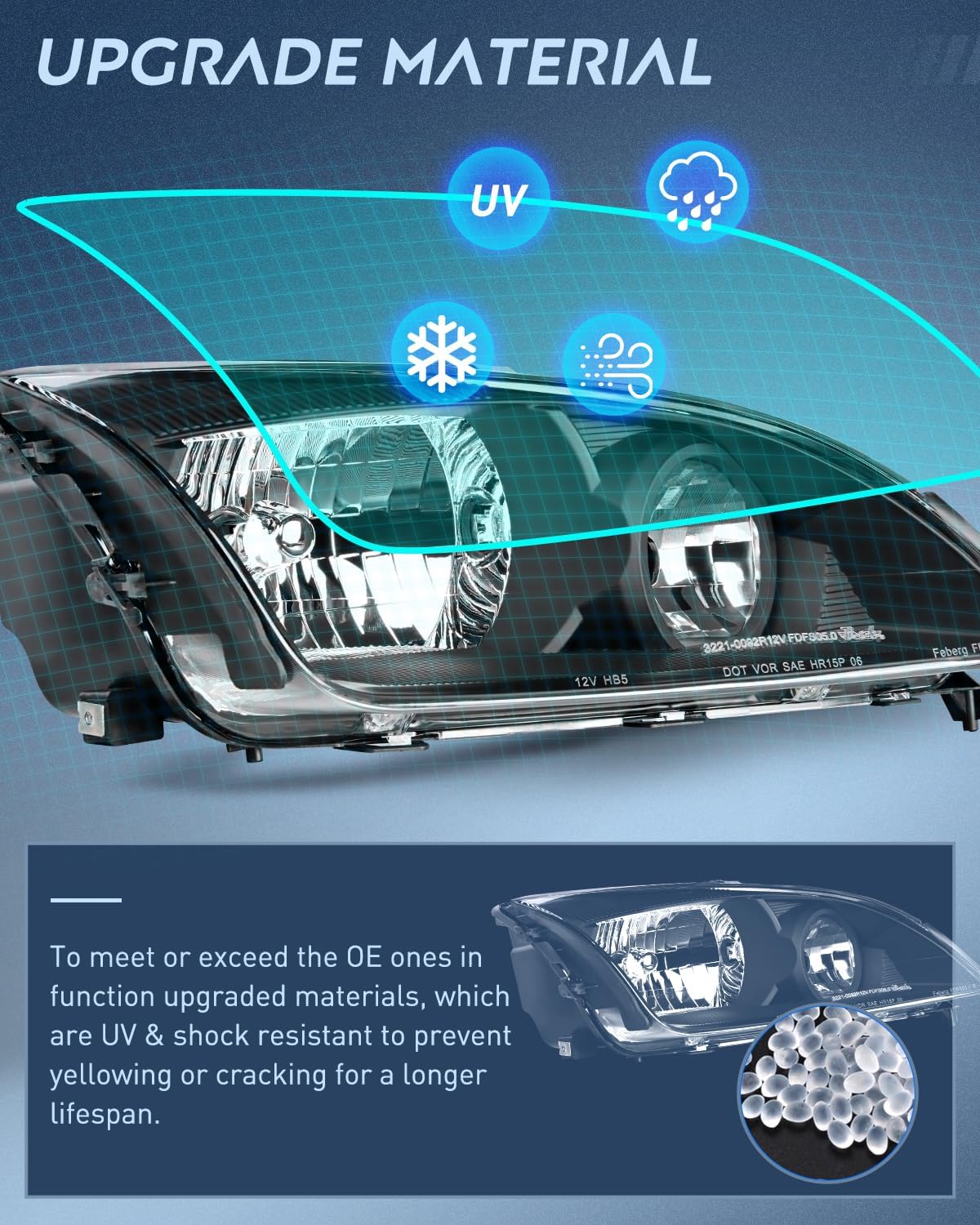 2005-2007 Ford Focus Headlight Assembly Black Housing Clear Reflector Clear Lens Nilight