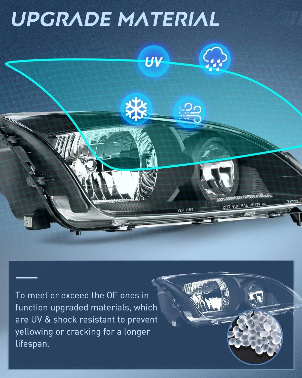 2005-2007 Ford Focus Headlight Assembly Black Housing Clear Reflector Clear Lens Nilight