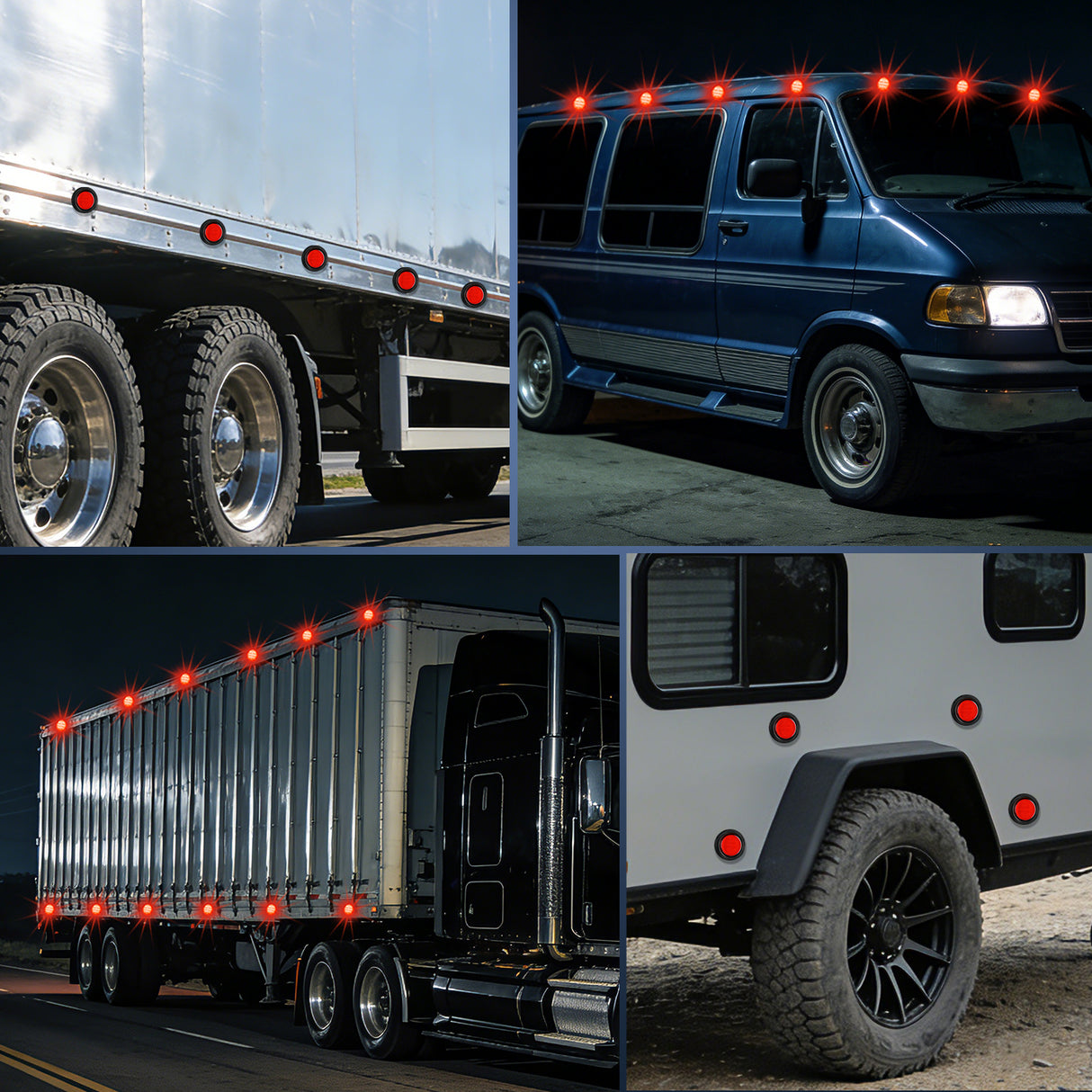 2.5 Inch Red 13 Leds Round Marker Clearance Light (Pair)