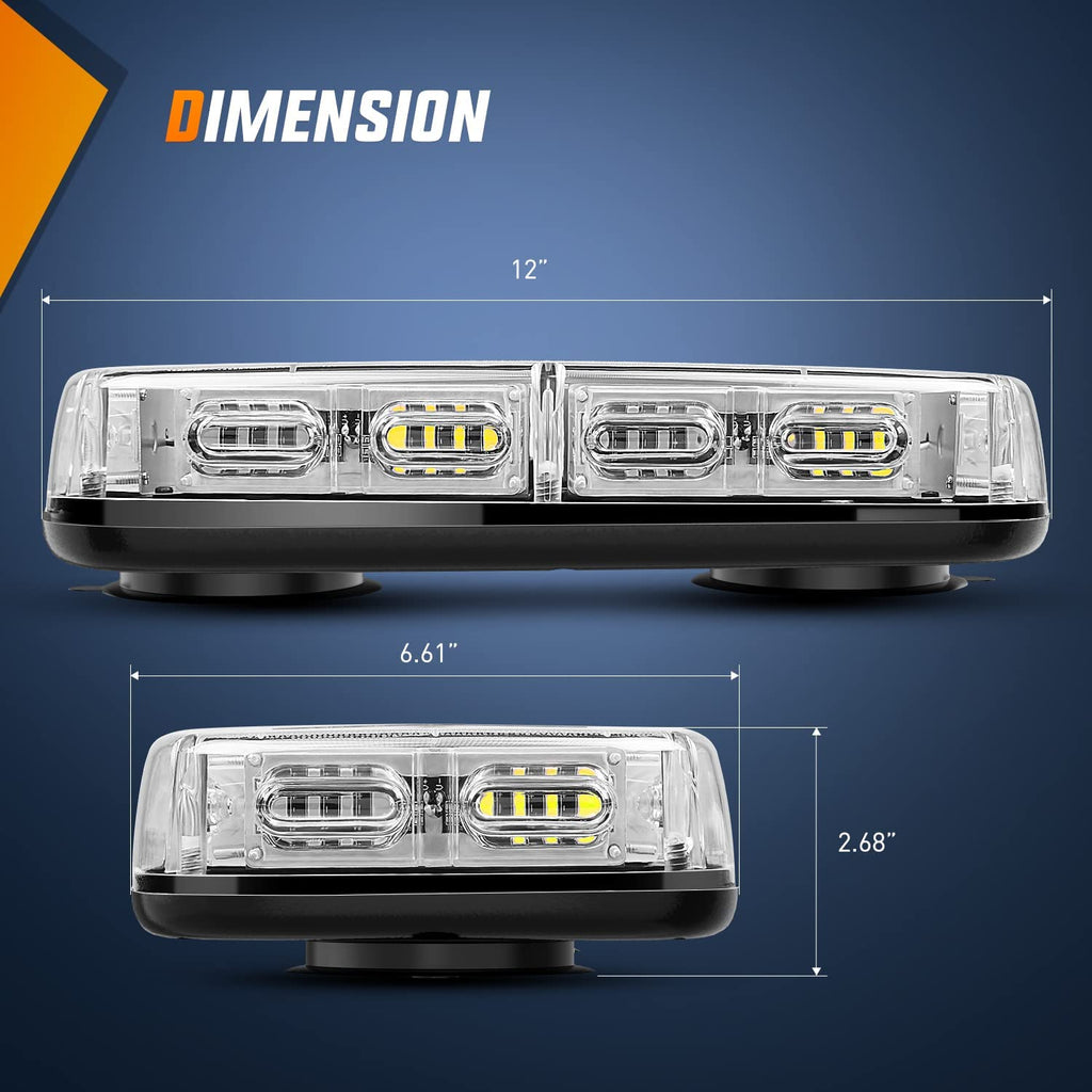 led strobe light Nilight 12 Inch Roof Top Strobe Lights 48LED Hazard Light Emergency Safety Warning LED Flashing Light Bar Magnetic Mount 12V 24V Cars Trucks Tractors Snow Plows Construction Vehicles, 2 Years Warranty