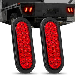 6 Inch Oval Red 24Leds Trailer Tail Lights (Pair)