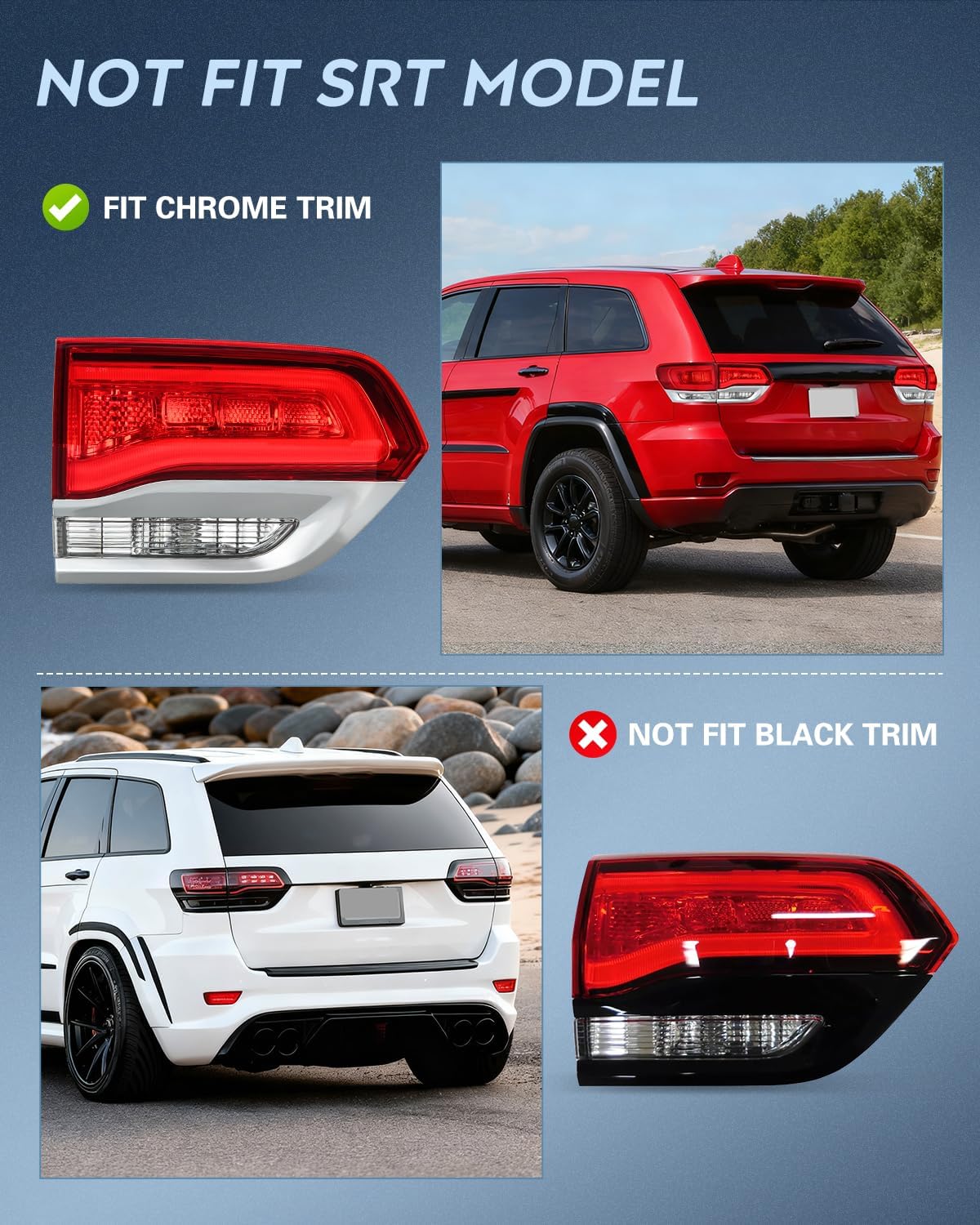 Taillight Assembly Compatible with 2014 2015 2016 2017 2018 2019 2020 Jeep Grand Cherokee Laredo/Limited/Overland/Summit Tail Lights Inner Driver Side w/Bulbs