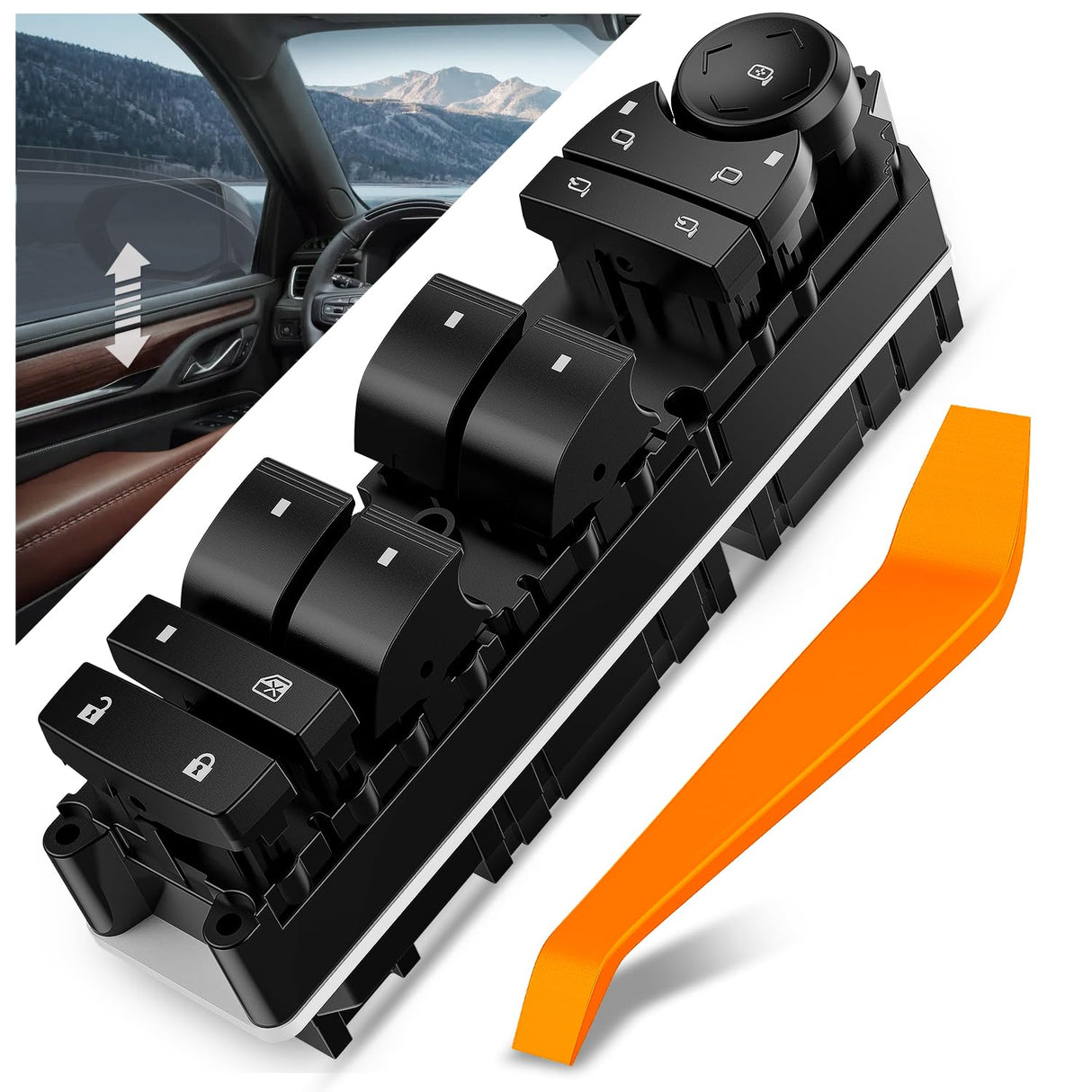 Driver Power Window Switch for 2007-2014 Chevrolet/GMC | for 2007 2008 2009 2010 2011 2012 2013 Chevrolet Avalanche/Silverado /Suburban Tahoe GMC Sierra 15093440 20835553 1S15711