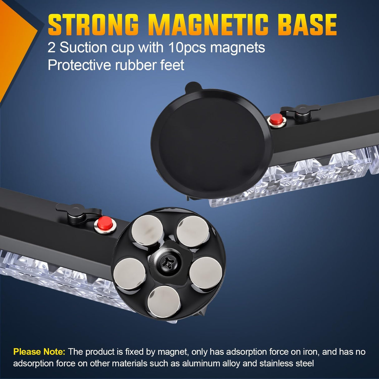 12LED Wireless Emergency Strobe Light Amber White 14 Inch Magnetic Mount Mini Light Bar 12V Rooftop Powered Hazard Warning Flashing Lights for Car Truck Trailer Snow Plow Construction Vehicles