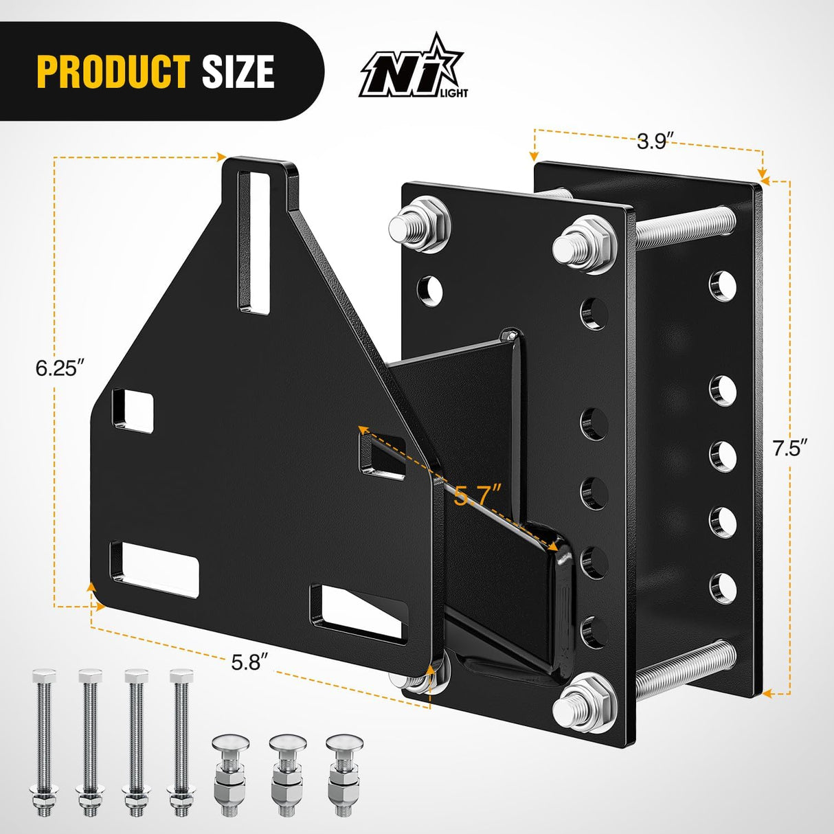 Spare Tire Carrier 3-Nuts Design Boat Trailer Carrier Bracket Utility Trailer Accessories Fits 4 & 5 & 6 Lugs Trailer Wheels on 4 Inch 4.5 Inch 4.75 Inch 5 Inch 5.5 Inchand 6 InchBolt Patterns 150 Lbs