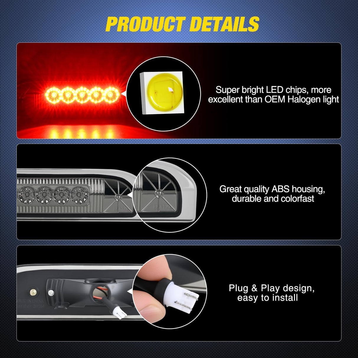 Third Brake Light for Nissan Cube 2009 2010 2011 2012 2013 2014 | for Nissan Cube 2009 2010 2011 2012 2013 2014, High Mount 3rd Stop Car Rear Center Cab LED Lamp Tail Replacement, Smoked Lens