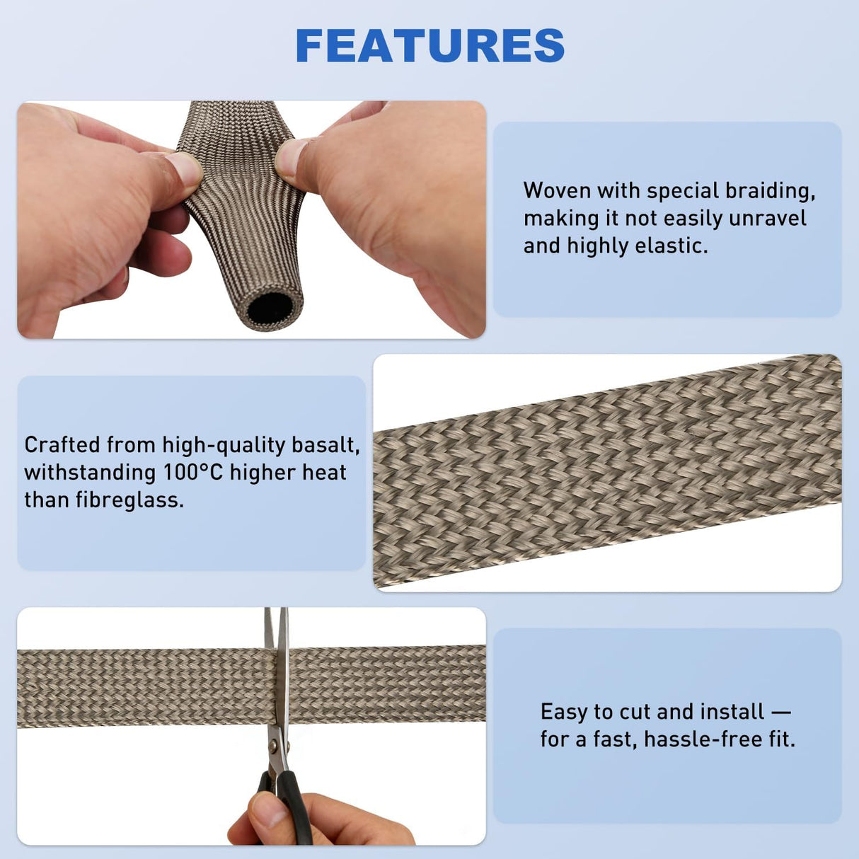 Titanium Spark Plug Wire Heat Shield Sleeve 1 Inch ID x 10' | 3632°F Heat Protection Cover for Fuel Line, Wire Loom, Brake Cable & Diesel Heater Exhaust