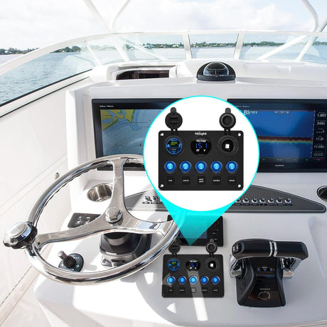 5Gang Multi Function Switch Panel PD Type C USB Charger Digital Voltmeter Nilight