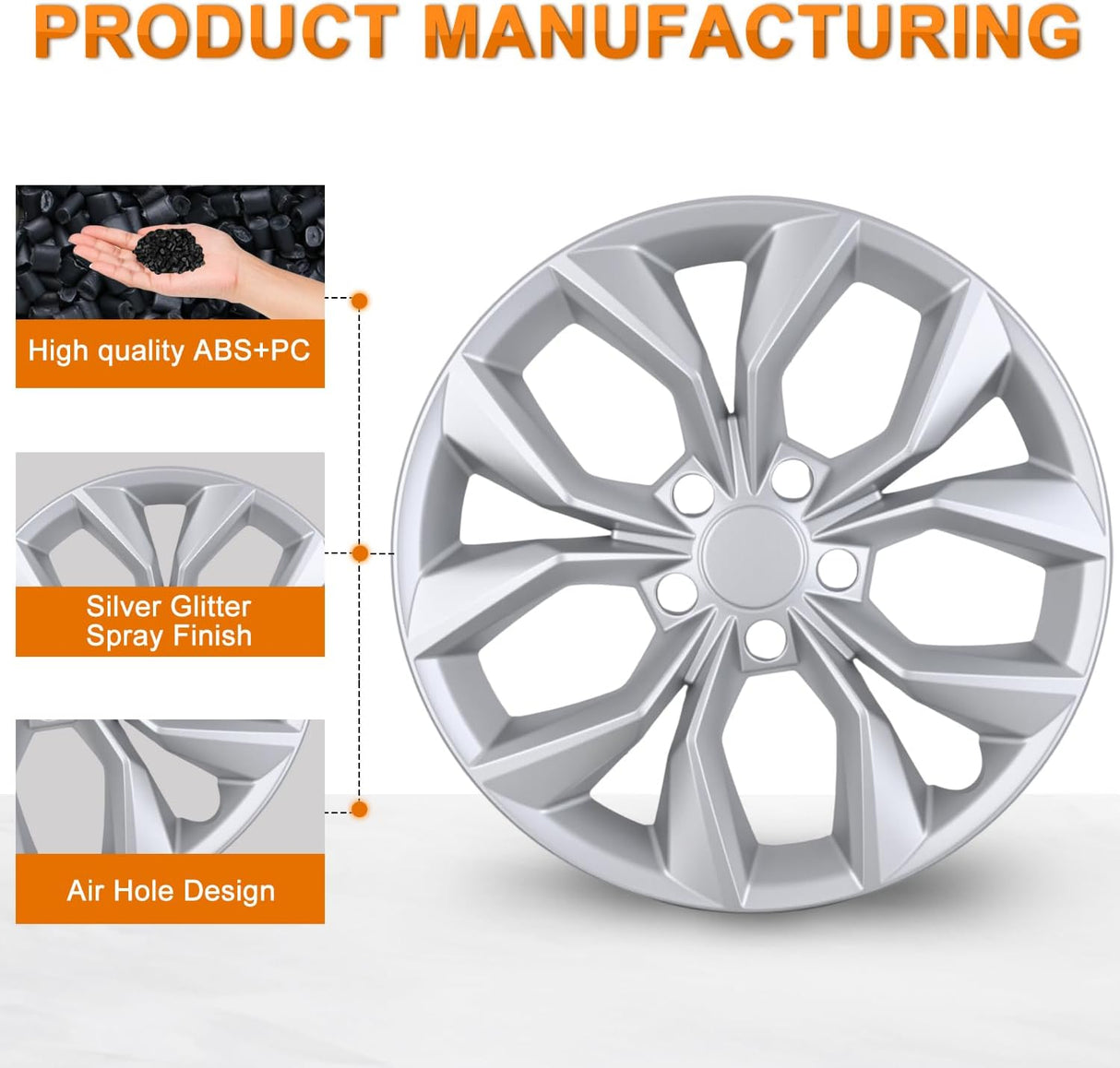 Wheel Cover Hubcaps 17 Inch Compatible with Honda CR-V CRV 2023 2024 2025 Hub Caps 17 inch Set of 4 Rim Covers Protector Wheel Replacement 44733-3A0-A02 ABS PC Material Flower Style, Silver