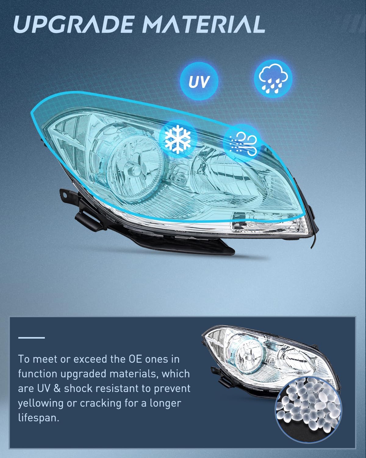 Headlight Assembly Compatible with 2008 2009 2010 2011 2012 Chevy Malibu 4 Door Halogen Factory Headlamp Chrome Housing Clear Reflector Headlamp Passenger and Driver Side