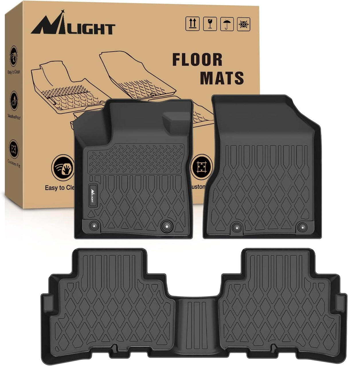 TPE Floor Mats for Nissan Murano 2017 2018 2019 2020 2021 2022 2023 2024, All Weather Custom Fit Heavy Duty Floor Liners