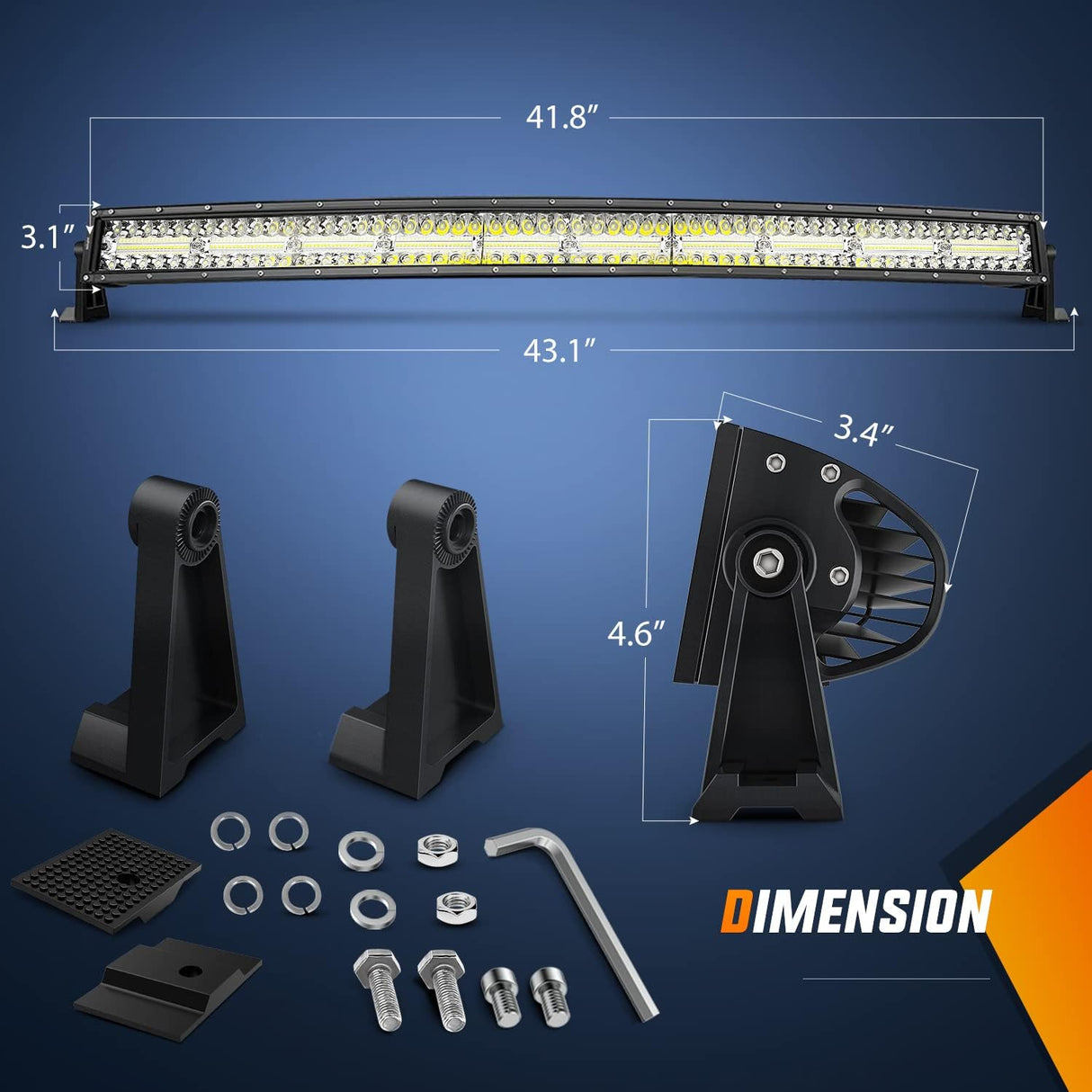 42Inch LED Light Bar 2Pcs 4Inch 60W Spot Flood Lights Pods Off Road DrivingWork Lighting with 14AWG Wiring Harness Kit-3 Leads for Truck Tractor Pickup Boat SUV ATV UTV Car Van Camper