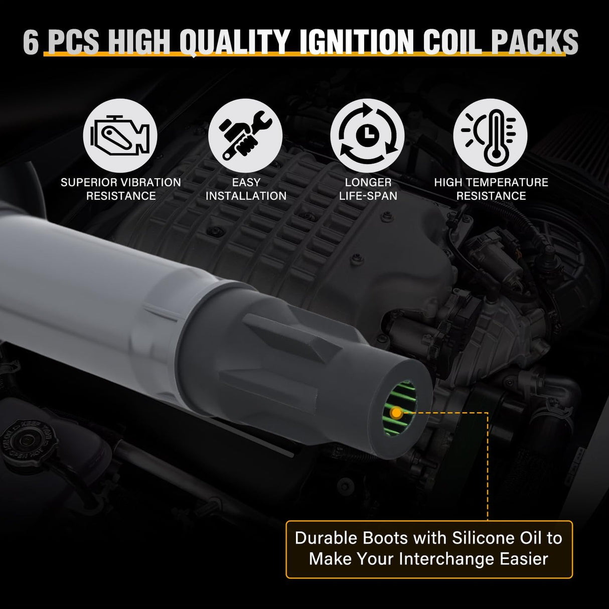Ignition Coil Pack Fit for Ford Edge Explorer F150 Flex Taurus Lincoln MKS MKT MKZ Mazda 6 CX-9 Mercury Sable 3.5L 3.7L V6 2007 2008 2009 2010 2011-2016 OE# UF553 DG520 Ignition Coils Set of 6