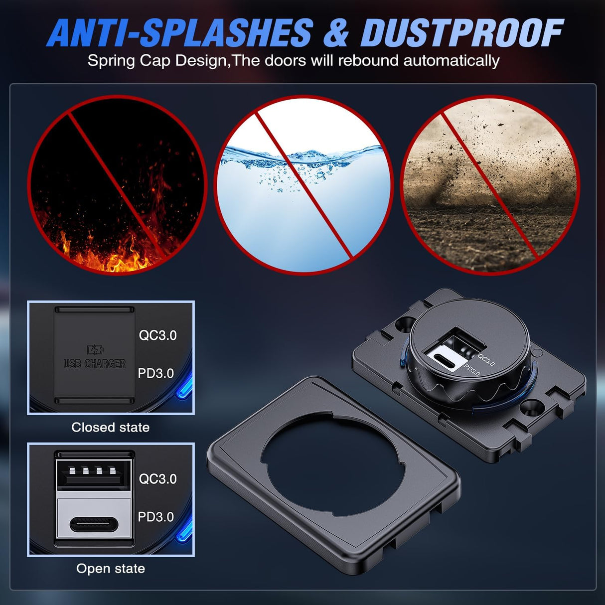 12V 24V PD Type C USB Charger 3A Car Outlet Nilight