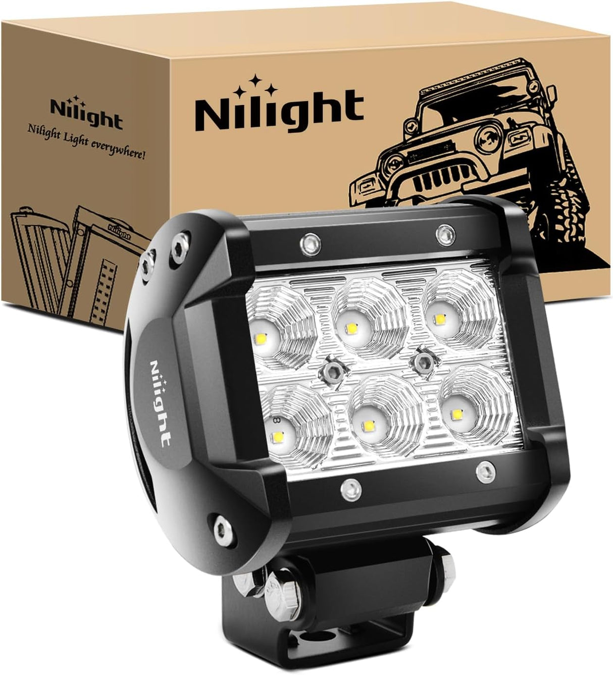 Led Pods 18W 1260LM Flood Off Road Driving Fog Light Bar Work Lighting for Truck Tractor Pickup Boat SUV ATV UTV 4WD Car 4x4 Van Camper Motorcycle Dirt Bike Golf Cart 12V 24V