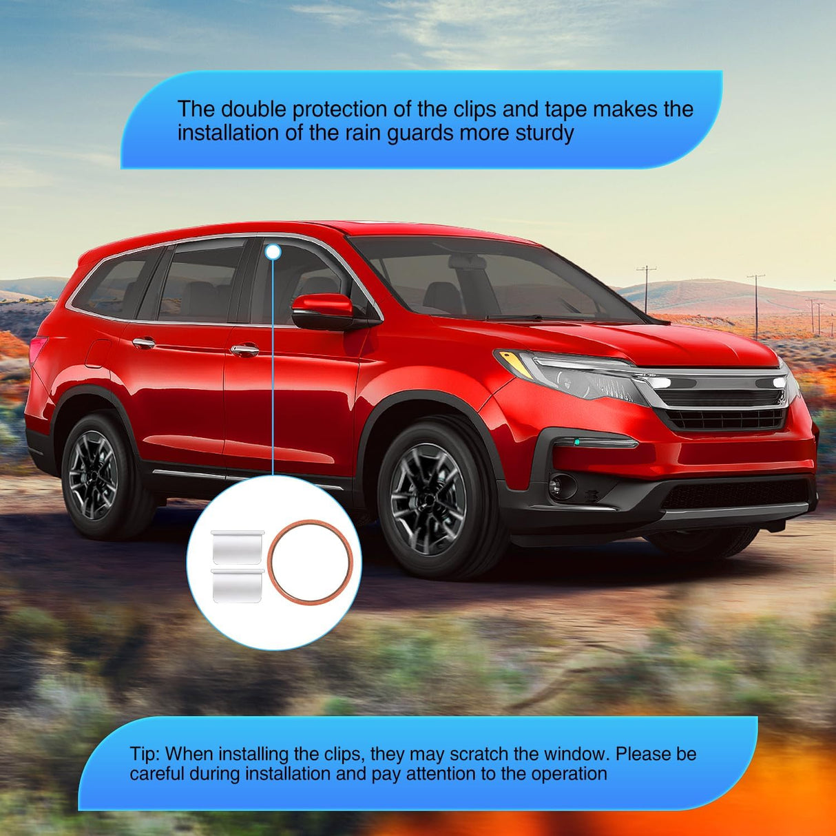 in-Channel Window Visors for Honda Pilot 2016 2017 2018 2019 2020 2021 2022, Side Window Deflectors Rain Guards for Cars, Sleek Low Profile Design, Smoke Tinted, 4PCS