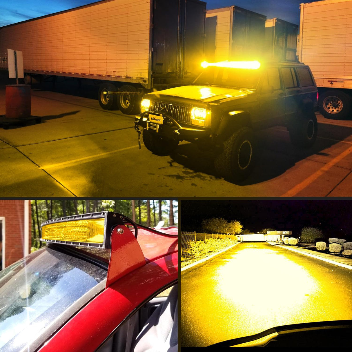 52 Inch LED Light Bar 783 LED Chips Curved Triple Row Fog Light Yellow Beam Spot Flood Combo High Power LED Driving Lights Off Road Lights for Trucks SUV UTV ATV Truck Van 4x4 Boat