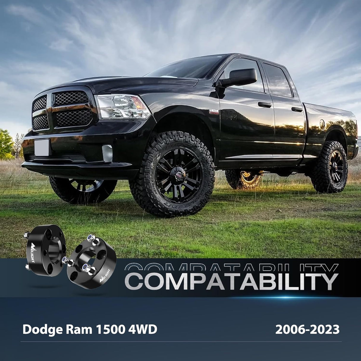 2.5 inch Front Leveling Kit Lift Strut Spacers for 2006-2023 Dodge Ram 1500 4WD 2018 2019 2020 2021 2022 2023 Front Raise Suspension Strut Spacers