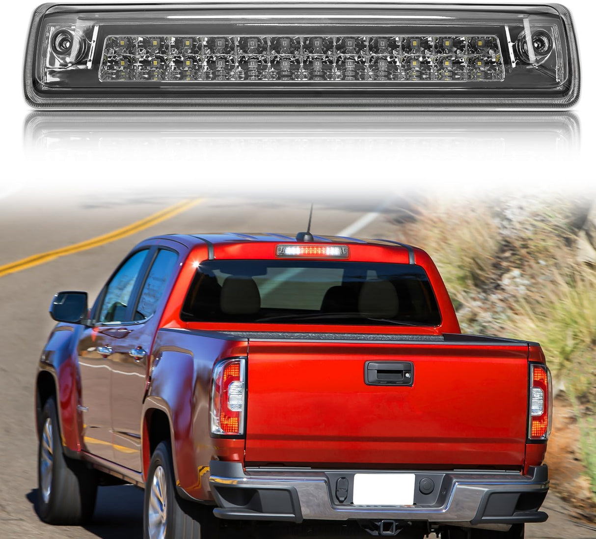 Third Brake Light for Chevy Colorado GMC Canyon 2015 2016 2017 2018 | for Chevy Colorado and GMC Canyon 2015 2016 2017 2018, High Mount 3rd Stop LED Car Rear Cab Center Lamp Replacement, Smoked