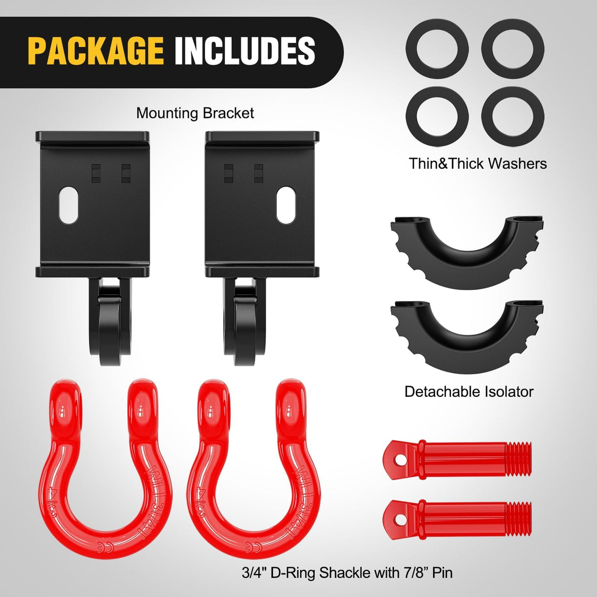 2009-2024 Toyota Tacoma Demon Front Tow Hook 3/4¡± D-Ring Shackle Nilight