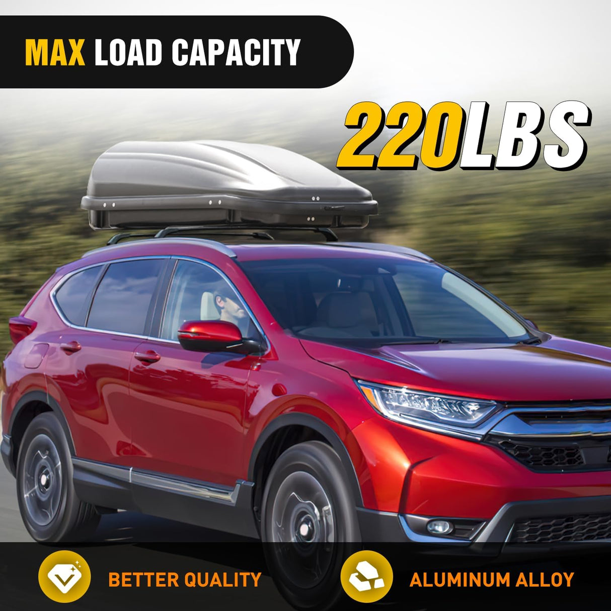 Roof Rack Cross Bars Compatible with Honda CR-V 2012 13 14 15 2016 with Factory Side Rails, Adjustable Aluminum Less Wind Noise Car Crossbars for Cargo Carrier Luggage Box Kayak Tent Snowboard