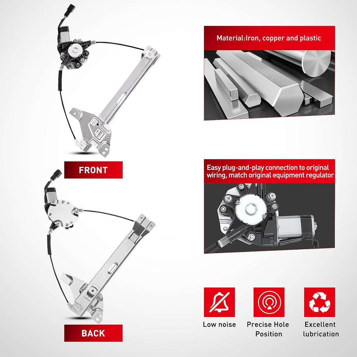 2006-2013 Chevrolet Impala 2014-2016 Impala Limited Rear Driver Side Power Window Regulator Nilight