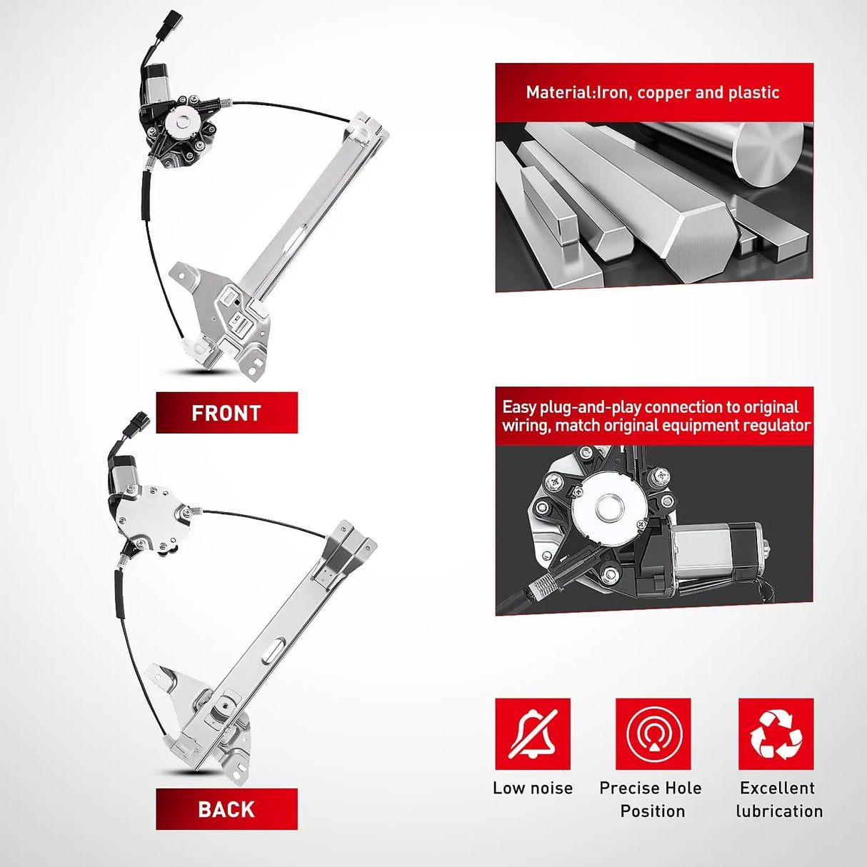 2006-2013 Chevrolet Impala 2014-2016 Impala Limited Rear Driver Side Power Window Regulator Nilight