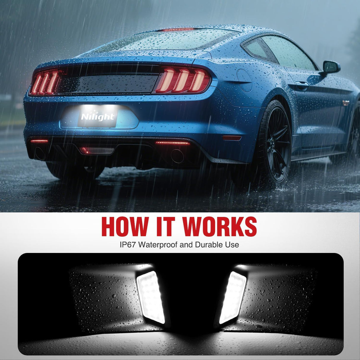 License Plate Lights Compatible with 2010 2011 2012 2013 2014 Ford Mustang 2008 2009 Ford Mercury Sable 2014 2015 Ford Edge 2010-2018 Ford Taurus with Black housing 6000K White 2PCS Pack