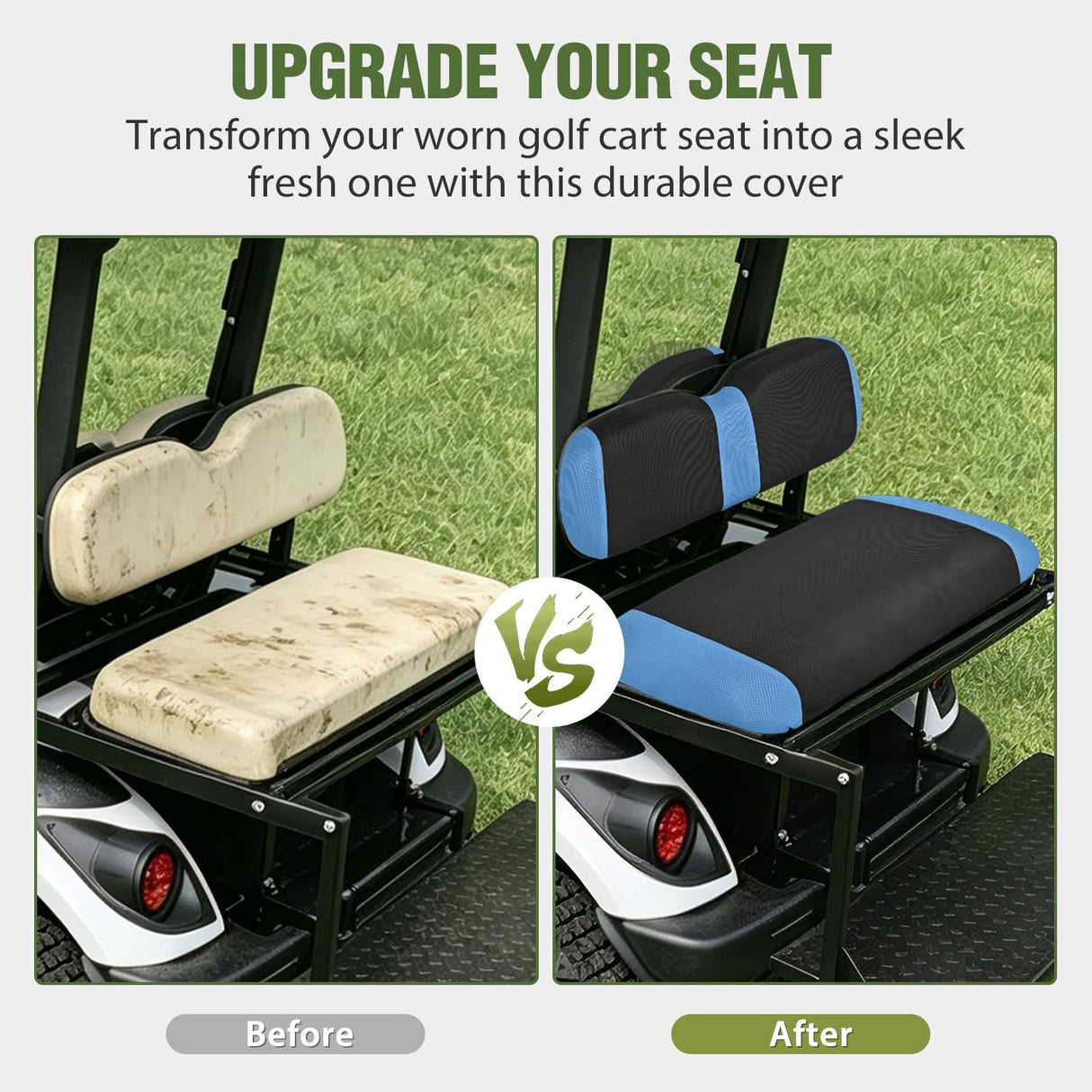 Golf Cart Seat Covers 2PCS Blue Black Yamaha Club Car Precedent | Breathable Sun Scratch Resistant Washable No Staple Fits 2007-2016 Yamaha G29 2017-2026 Drive2 2004-2019 Club Car Precedent