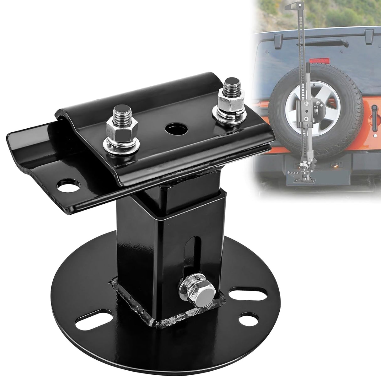 Farm Jack Wheel Mount Bracket, Spare Tire Carrier for Off-Road Jack Recovery 4X4 4WD