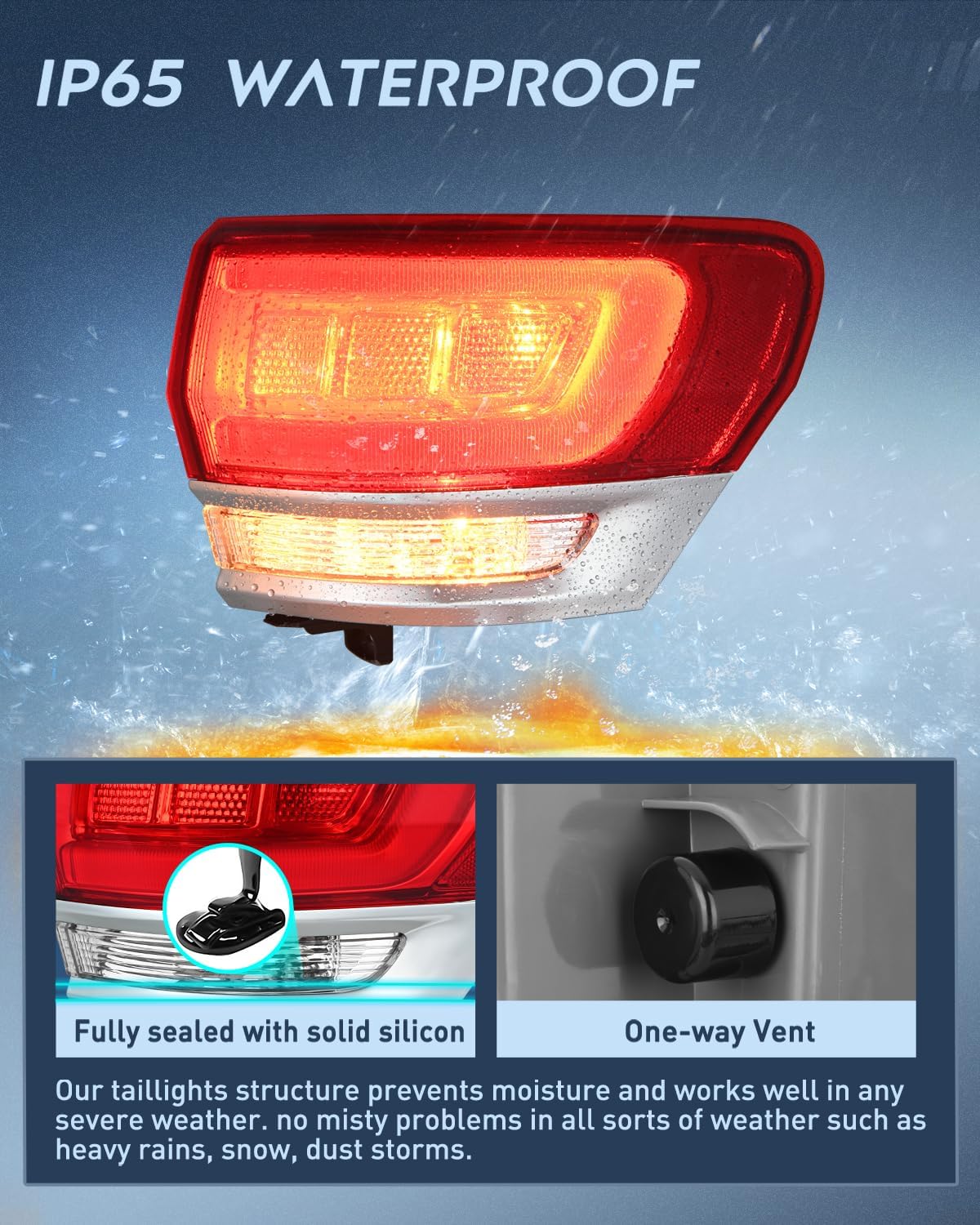 Taillight Assembly Compatible with 2014 2015 2016 2017 2018 2019 2020 Jeep Grand Cherokee Laredo/Limited/Overland/Summit Tail Lights Outer Passenger Side w/Bulbs