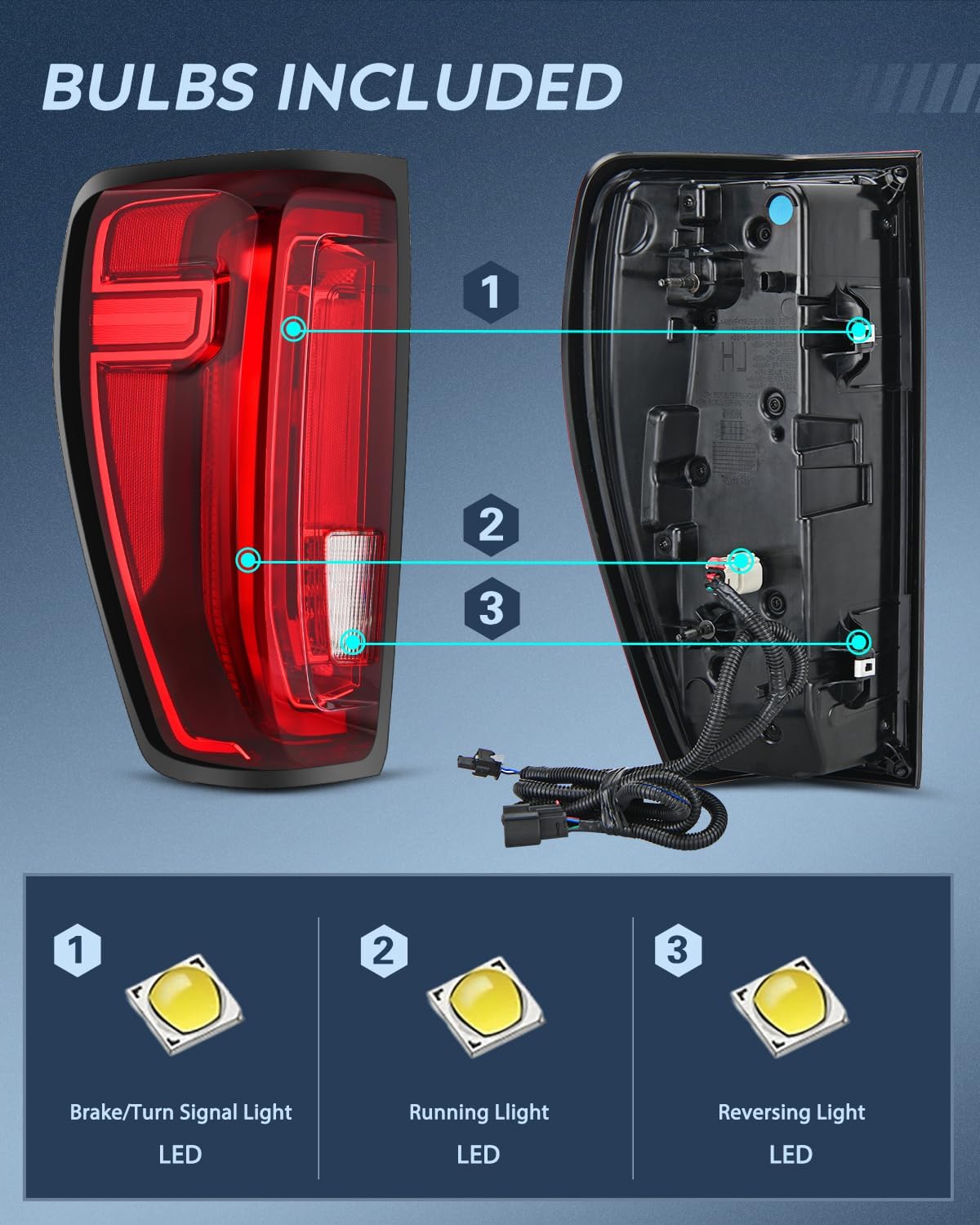 Taillight Assembly Compatible with GMC 2019 2020 2021 2022 2023 2024 Sierra 1500 LED Type Tail Lights 2020-2024 Sierra 2500HD 3500HD Rear Lamp Replacement Driver Side
