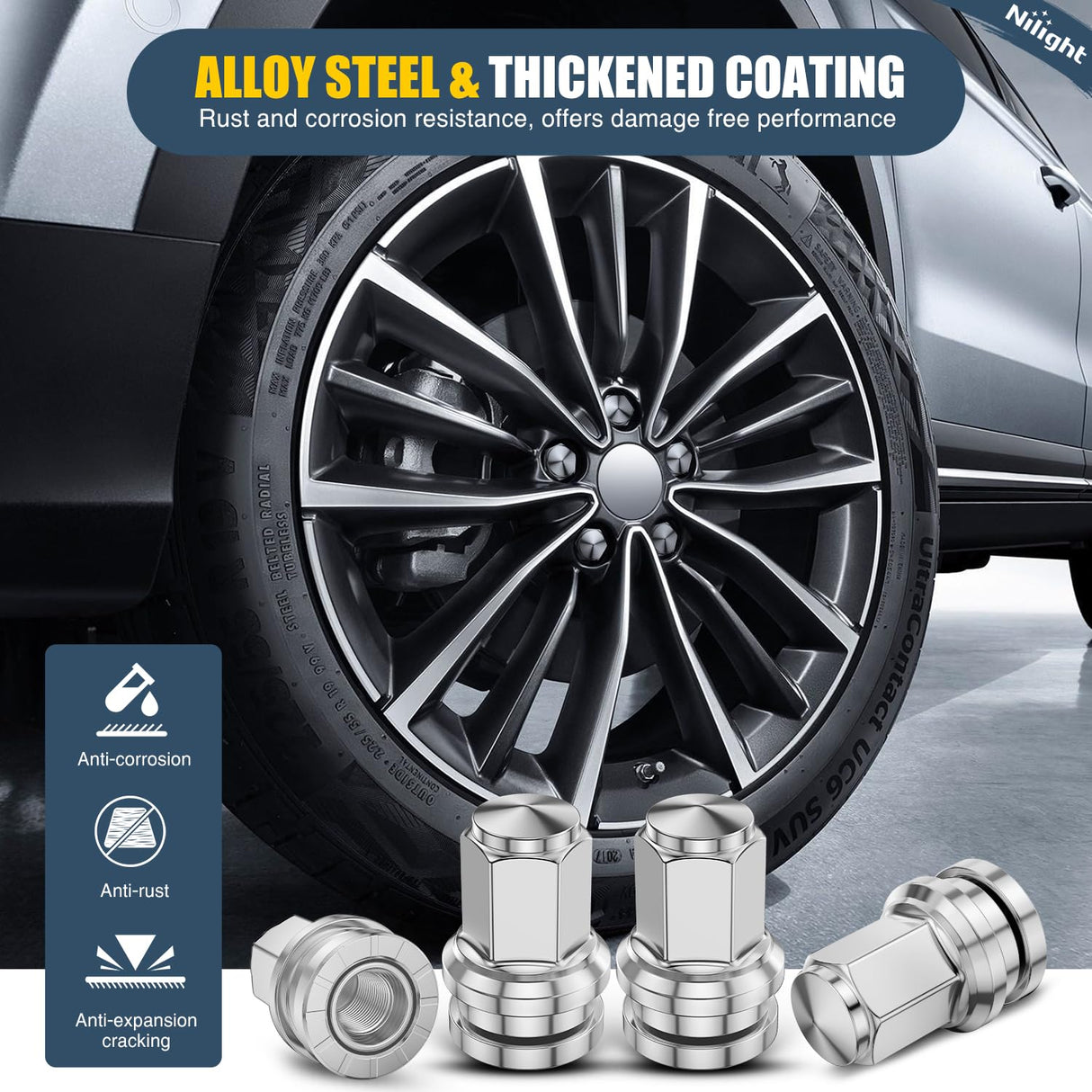 32PCS M14x1.5 Lug Nuts Compatible with 2017-2025 Ford F250/F350 | Closed End Mag Seat One-Piece Solid Chrome Steel OEM Factory Wheel Nuts Replace