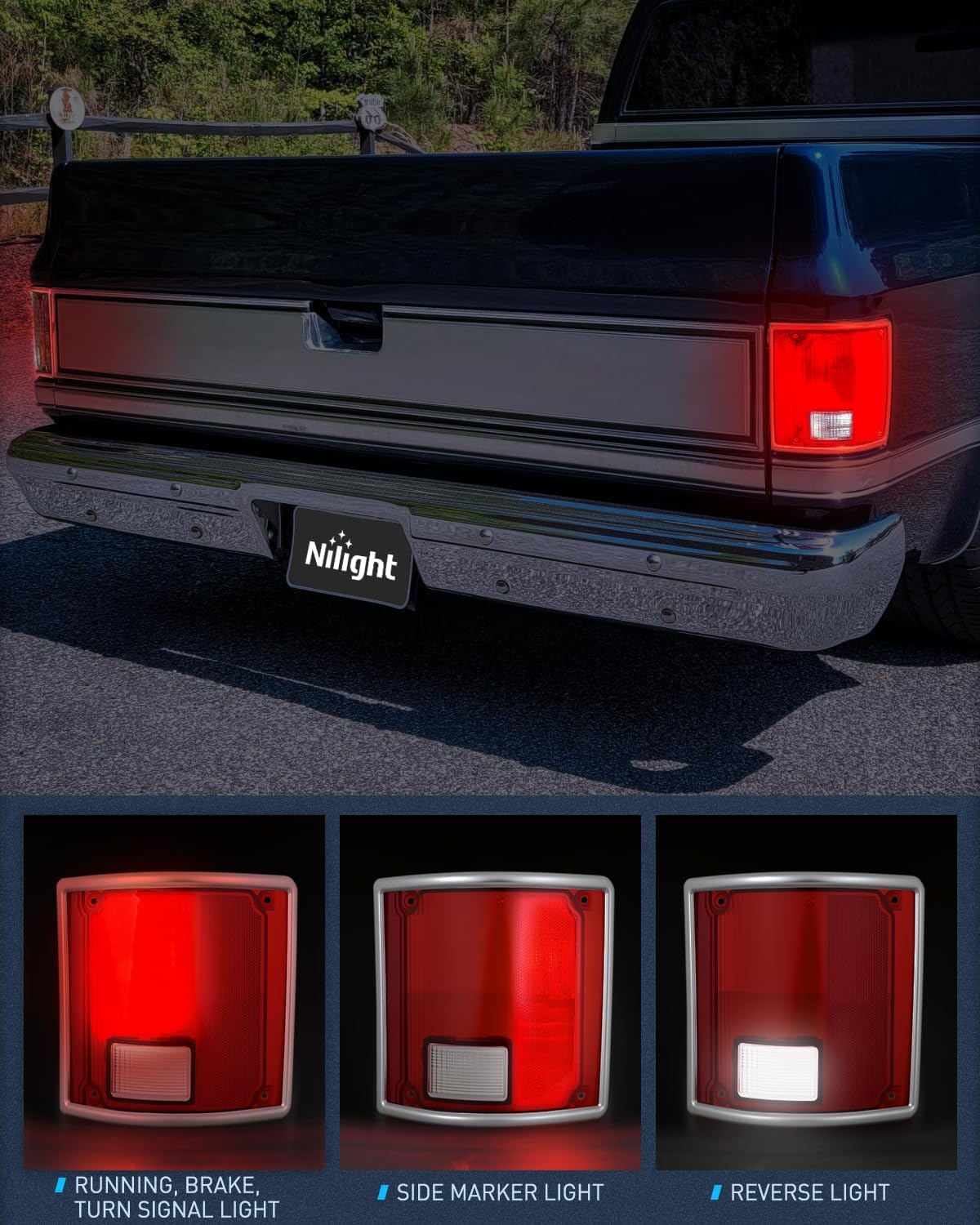 Taillight Assembly Compatible with 1973 73 74 75 76 77 78 79 1980 81 82 83 84 85 85 86 87 88 89 1990 1991 Chevy C10 GMC C/K Suburban Blazer Jimmy Tail Lights Rear Driver and Passenger Side