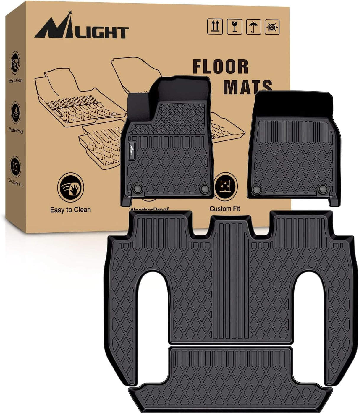 TPE Floor Mats for Tesla Model X 6 Seater 2022 2023 2024 2025 2026 All Weather Custom Fit Heavy Duty Floor Liners