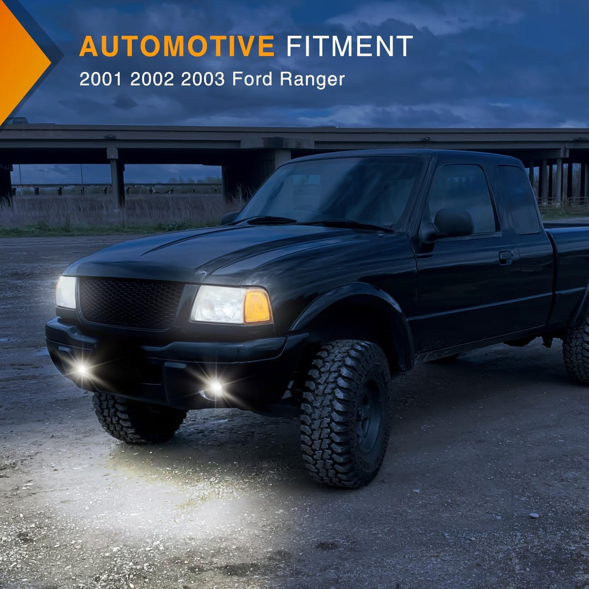 Fog Lights Assembly Compatible with 2001 2002 2003 Ford Ranger w/H10 12V 42W Bulbs Clear Lens Driver and Passenger Side